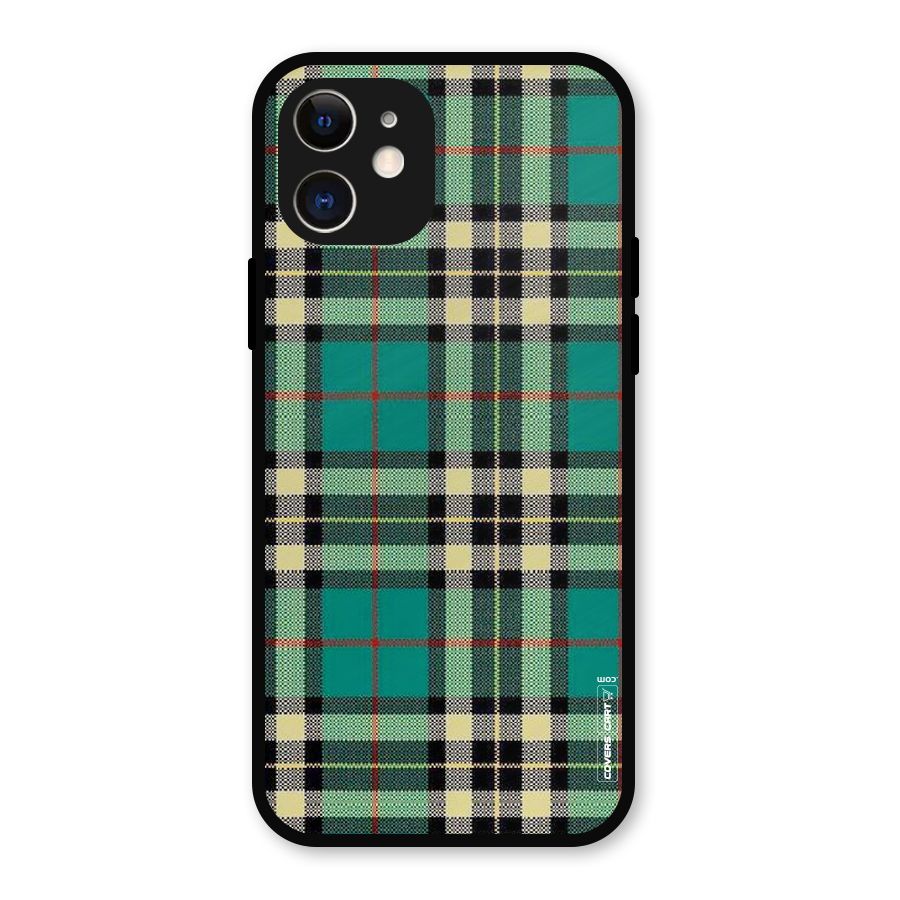 Green Check Metal Back Case for iPhone 12