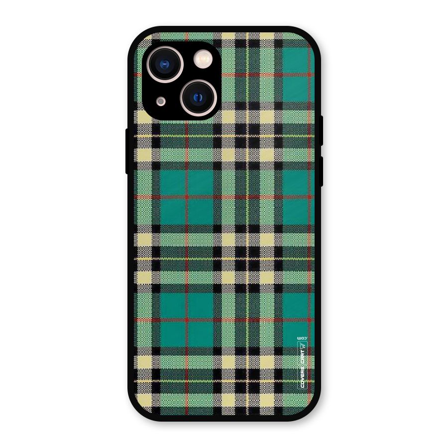 Green Check Metal Back Case for iPhone 13