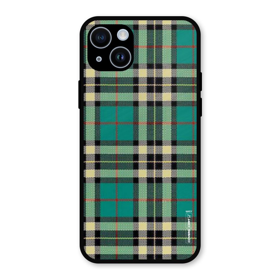 Green Check Metal Back Case for iPhone 14