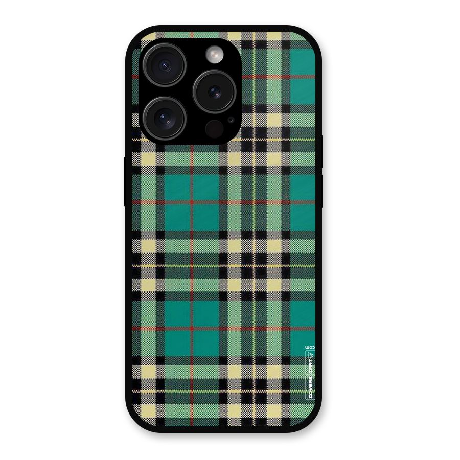 Green Check Metal Back Case for iPhone 15 Pro
