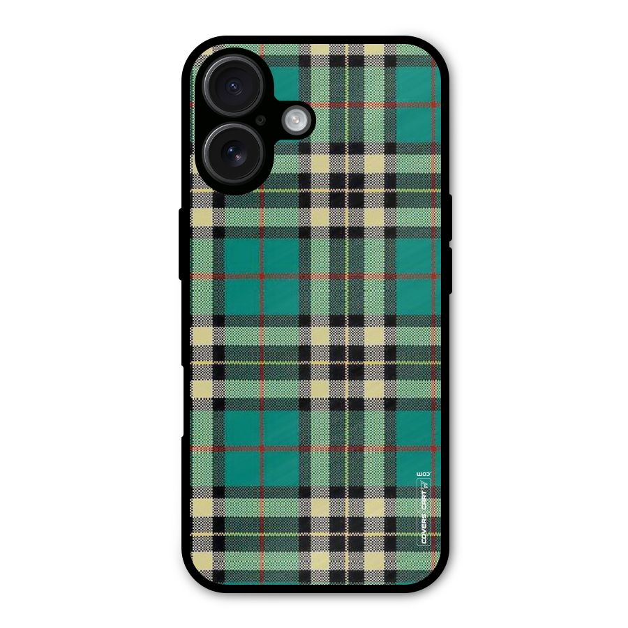Green Check Metal Back Case for iPhone 16
