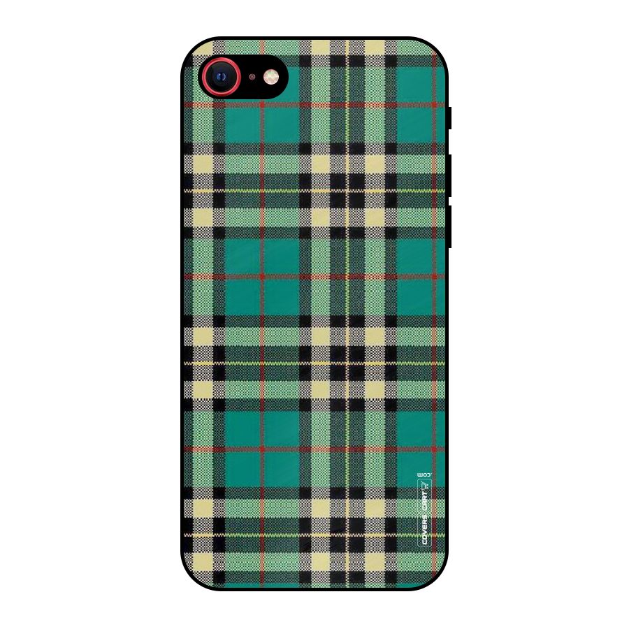 Green Check Metal Back Case for iPhone 8