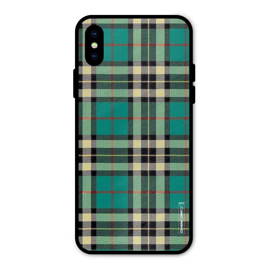 Green Check Metal Back Case for iPhone X