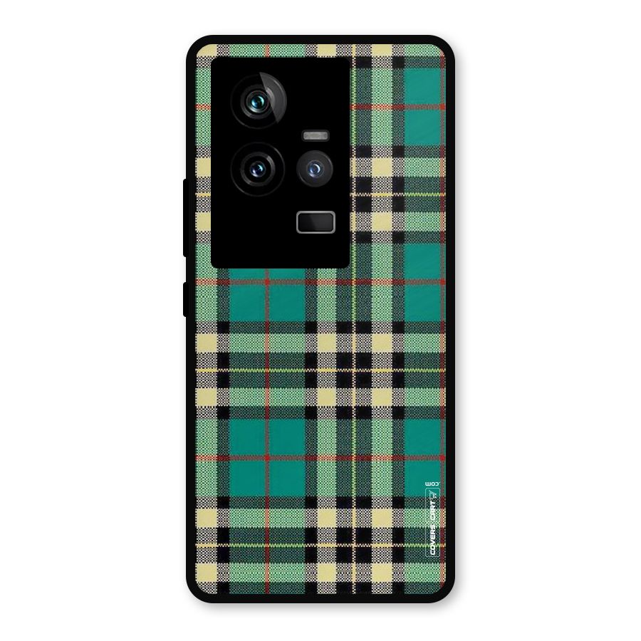 Green Check Metal Back Case for iQOO 11 5G