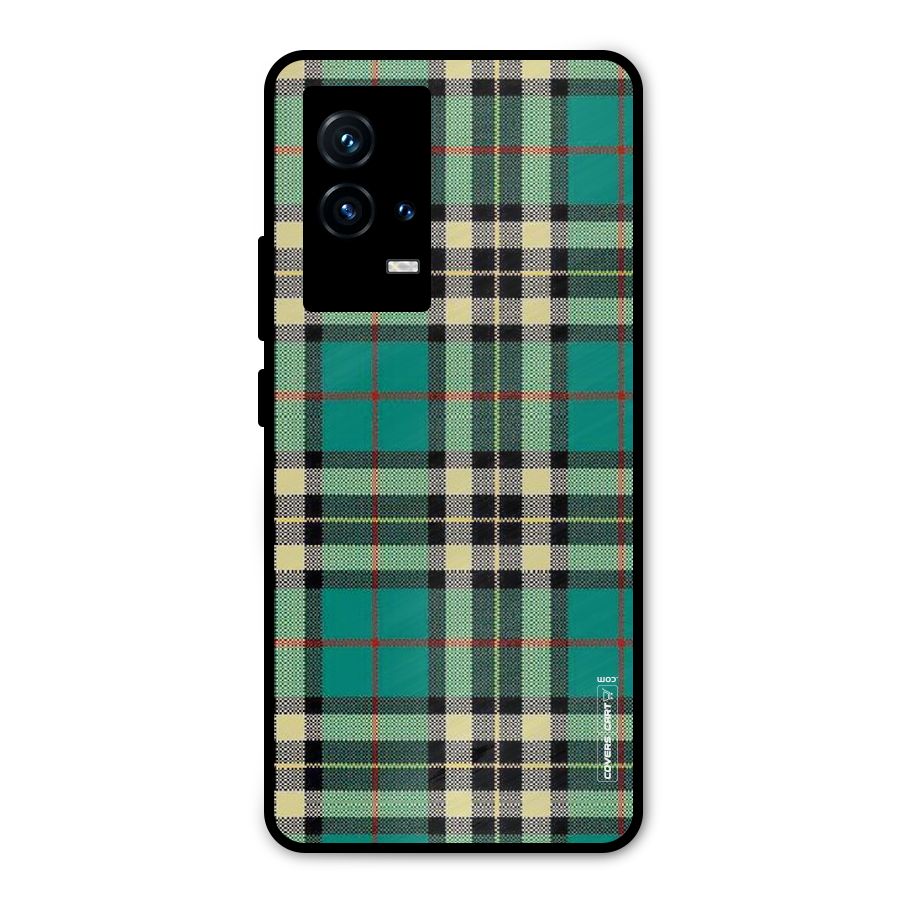 Green Check Metal Back Case for iQOO 9 5G