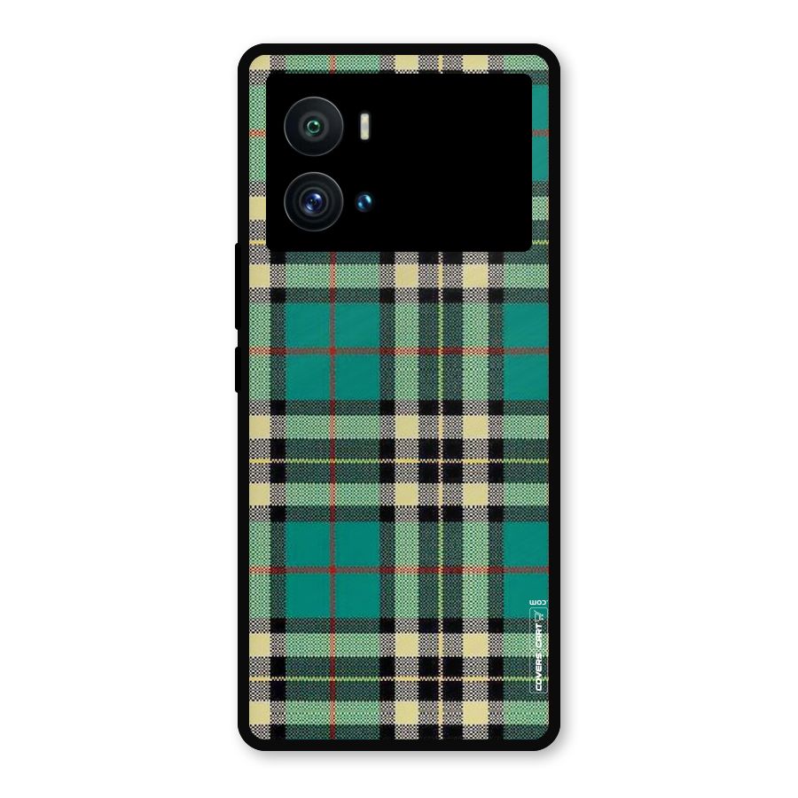 Green Check Metal Back Case for iQOO 9 Pro