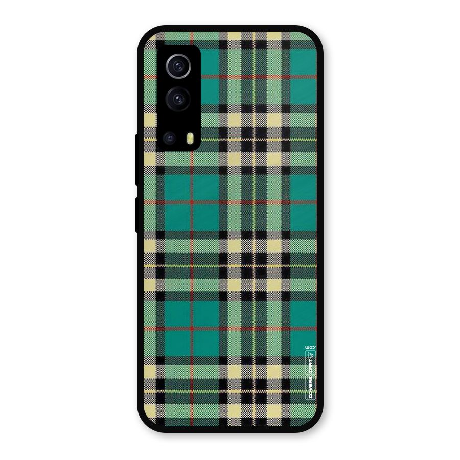 Green Check Metal Back Case for iQOO Z3