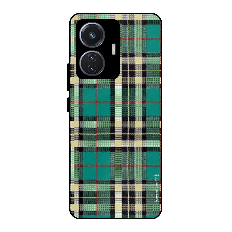 Green Check Metal Back Case for iQOO Z6 44W