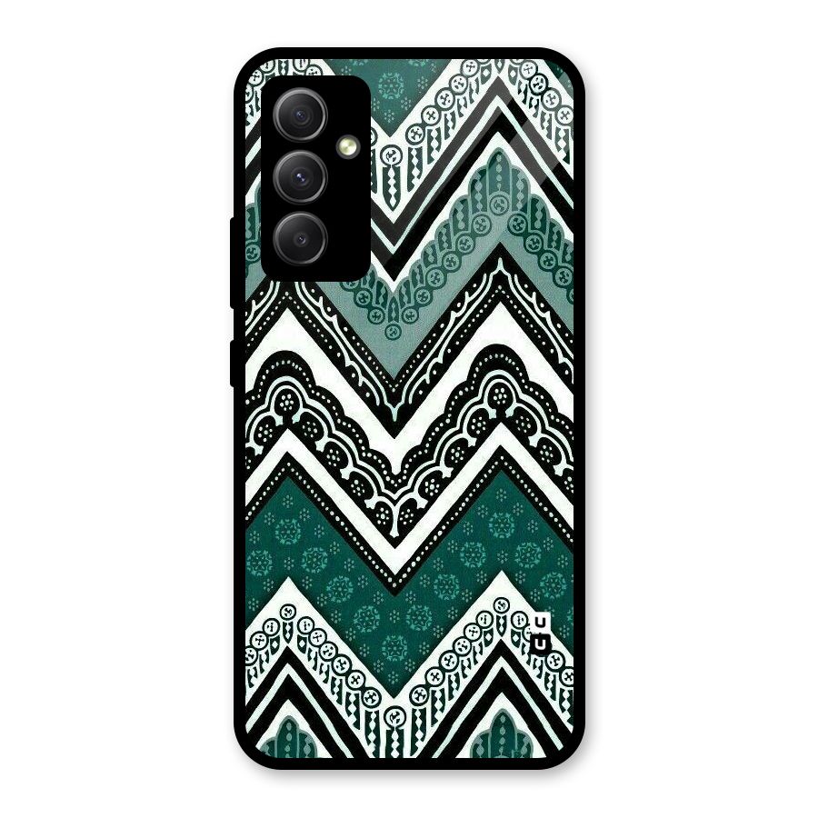 Green Chevron Glass Back Case for Galaxy A34