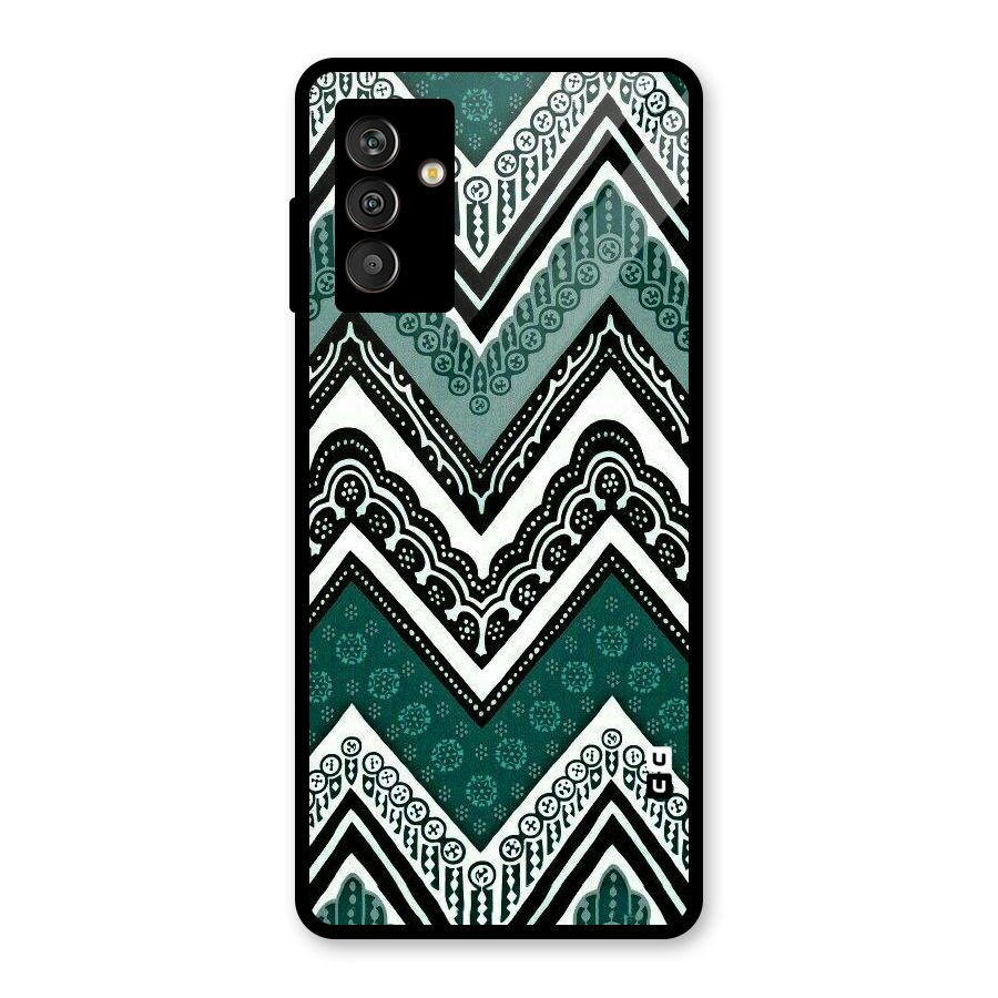 Green Chevron Glass Back Case for Galaxy M13