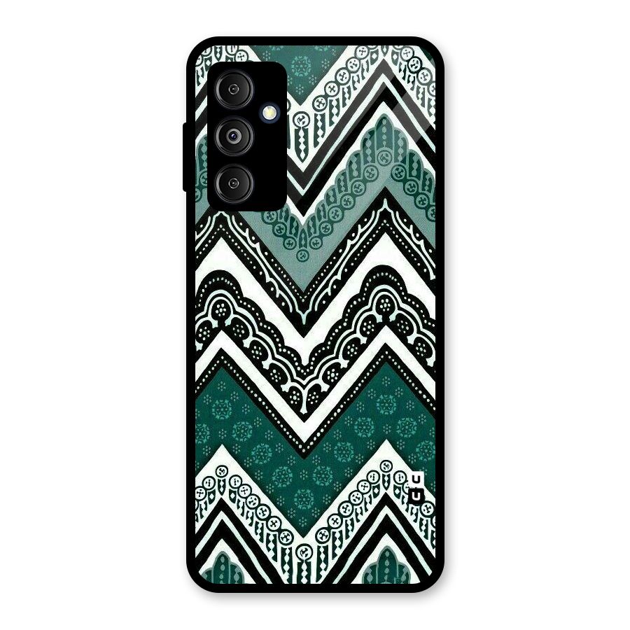 Green Chevron Glass Back Case for Galaxy M14 5G