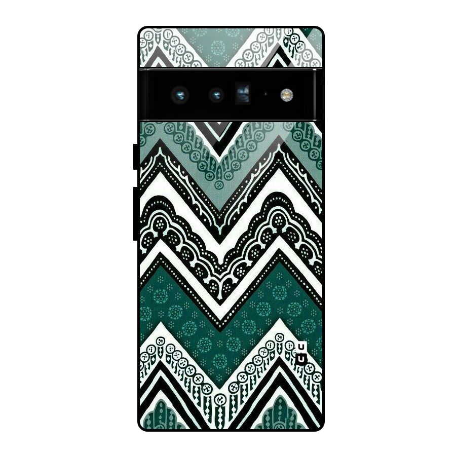 Green Chevron Glass Back Case for Google Pixel 6 Pro