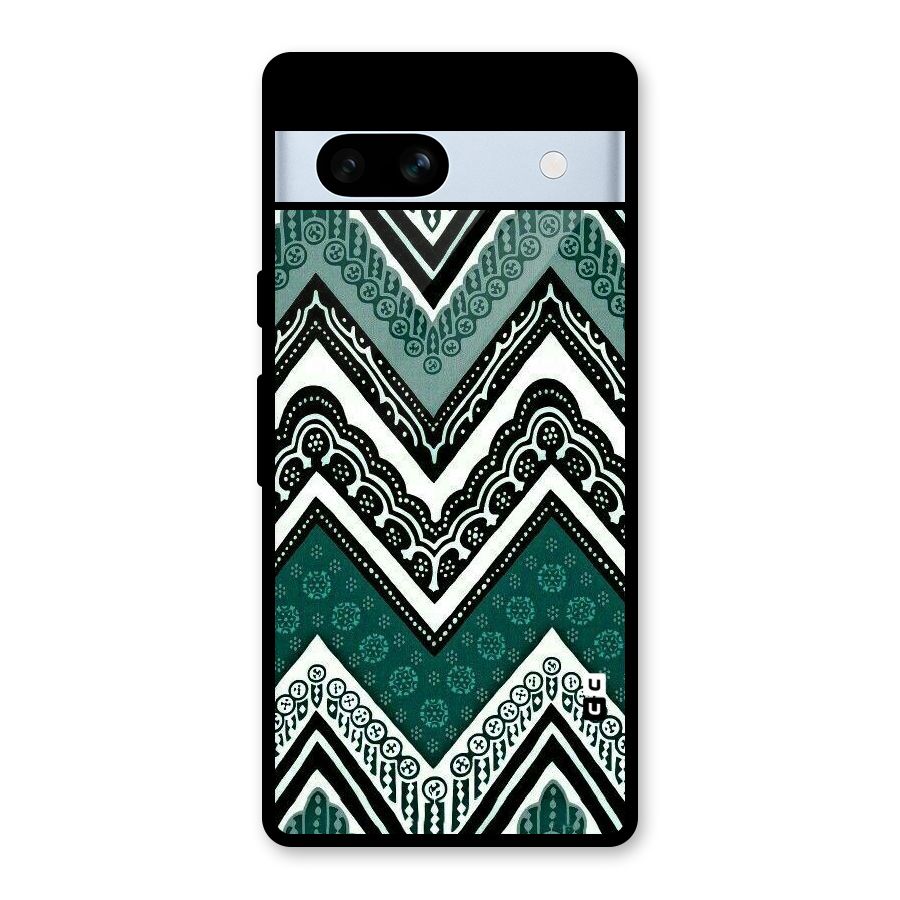 Green Chevron Glass Back Case for Google Pixel 7a