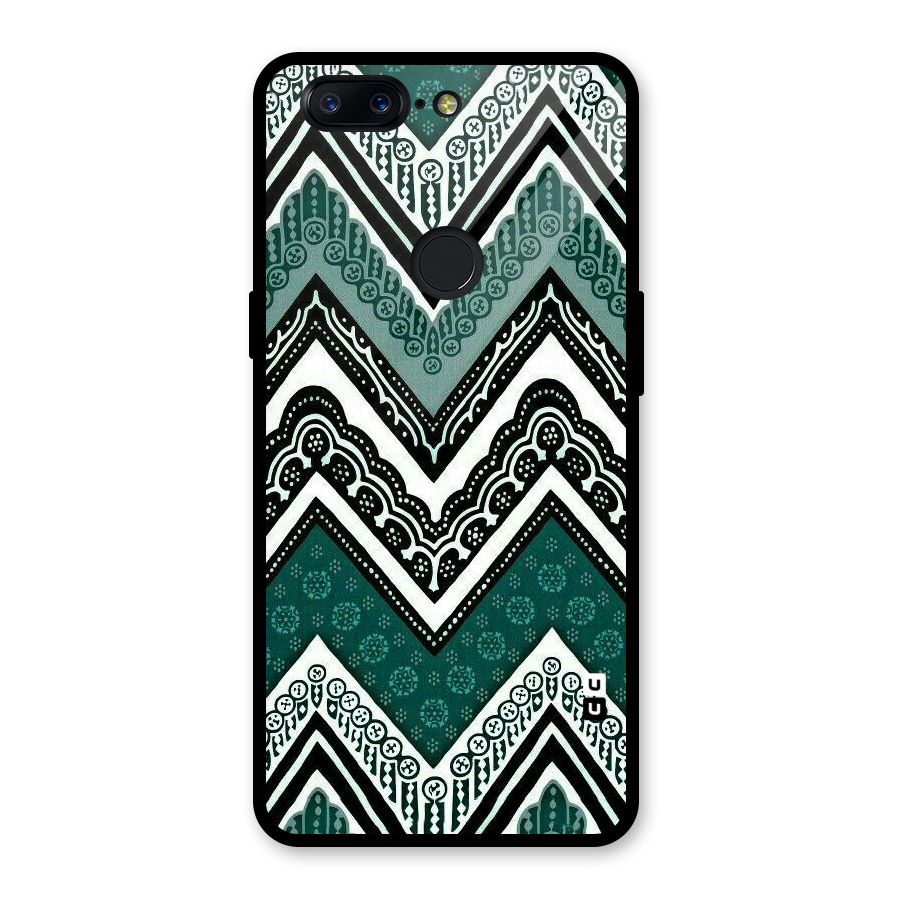 Green Chevron Glass Back Case for OnePlus 5T