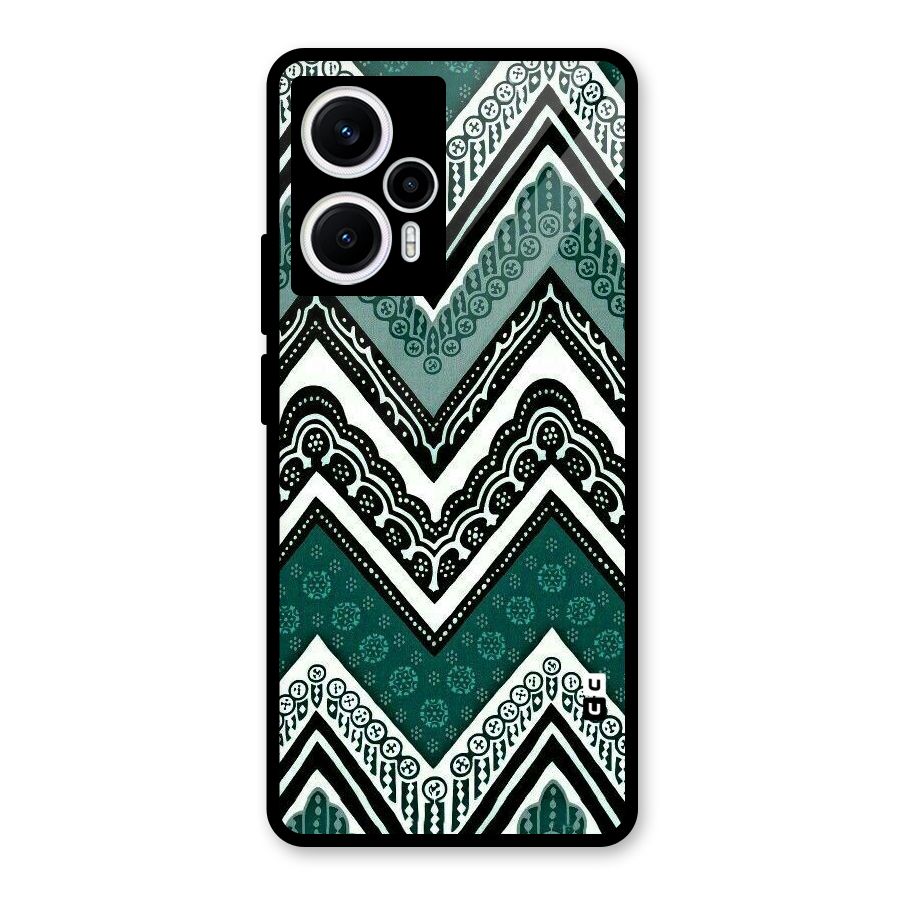 Green Chevron Glass Back Case for Poco F5