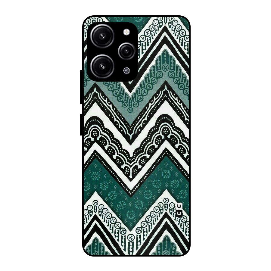 Green Chevron Glass Back Case for Redmi 12 4G