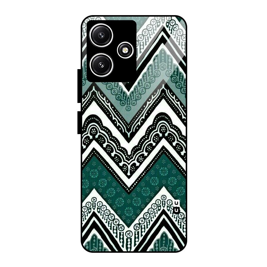 Green Chevron Glass Back Case for Redmi 12 5G