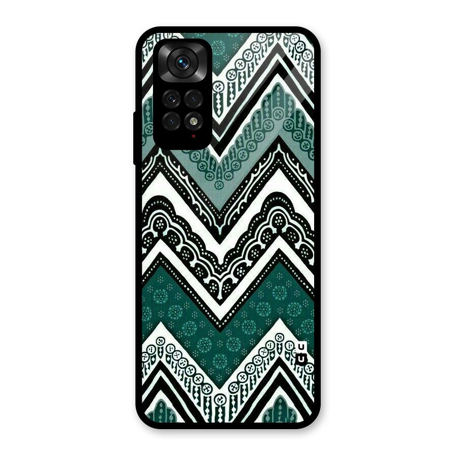 Green Chevron Glass Back Case for Redmi Note 11S