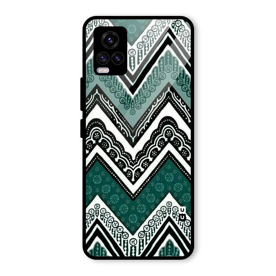 Green Chevron Glass Back Case for Vivo V20 2021