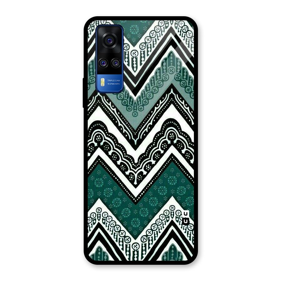 Green Chevron Glass Back Case for Vivo Y31