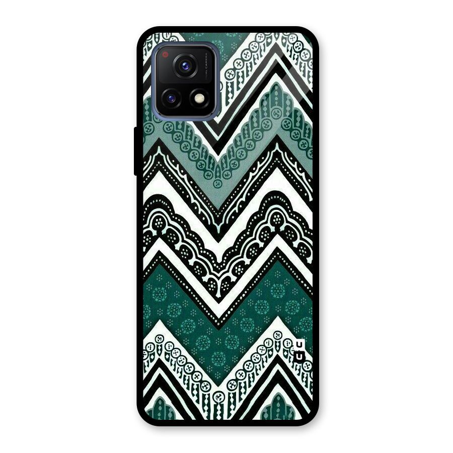 Green Chevron Glass Back Case for Vivo Y72 5G