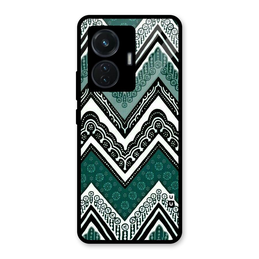 Green Chevron Glass Back Case for iQOO Z6 44W