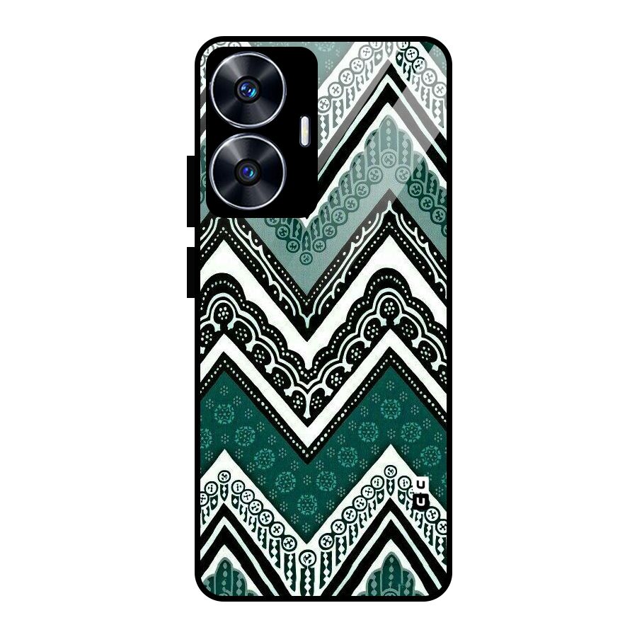 Green Chevron Glass Back Case for realme C55