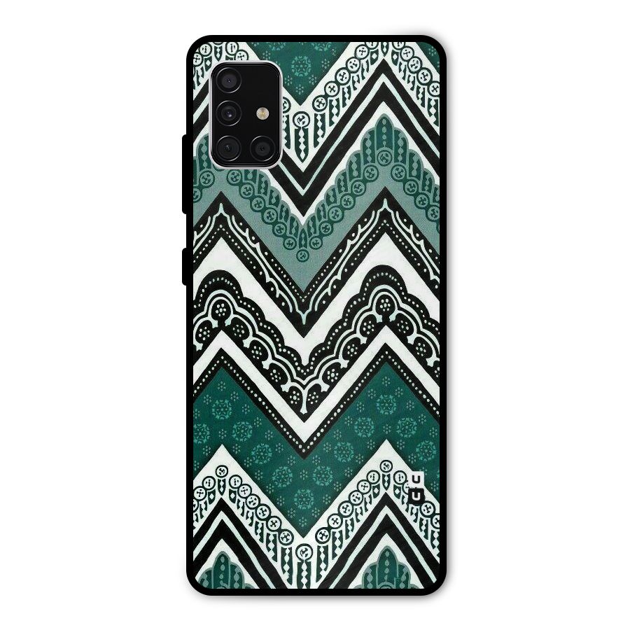 Green Chevron Metal Back Case for Galaxy A51