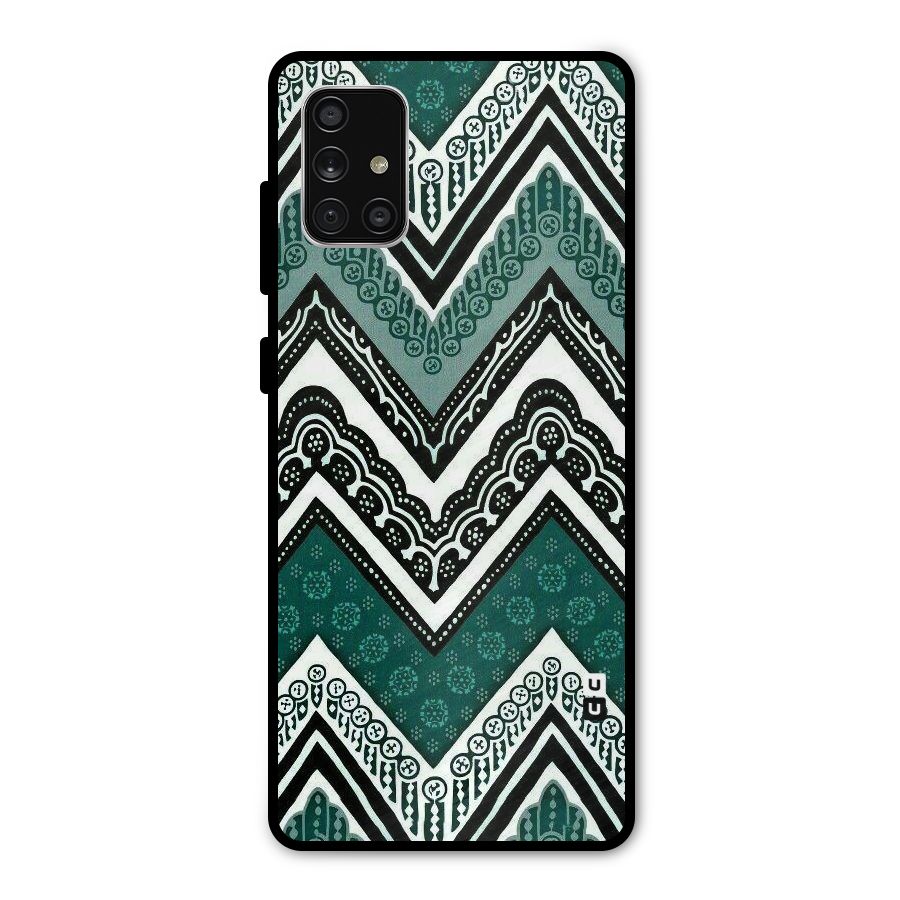 Green Chevron Metal Back Case for Galaxy A71