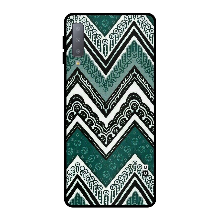 Green Chevron Metal Back Case for Galaxy A7 (2018)
