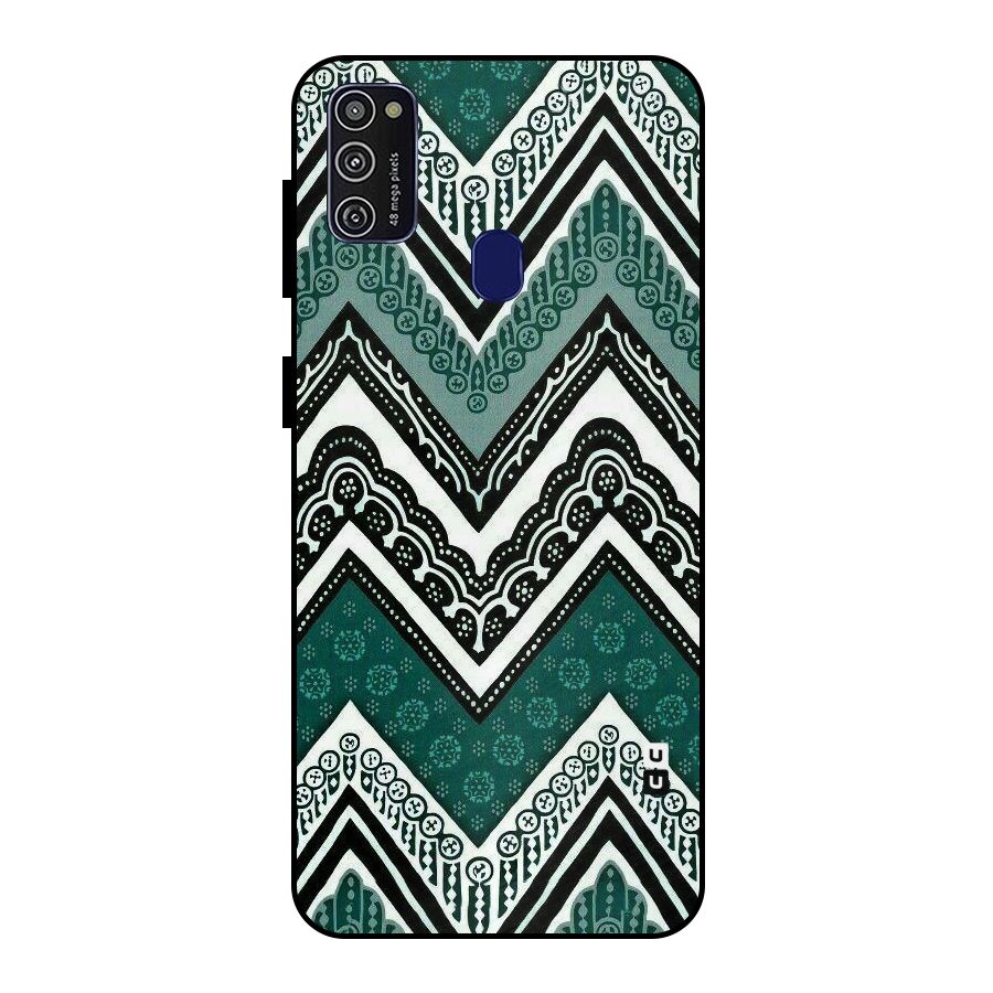 Green Chevron Metal Back Case for Galaxy M21