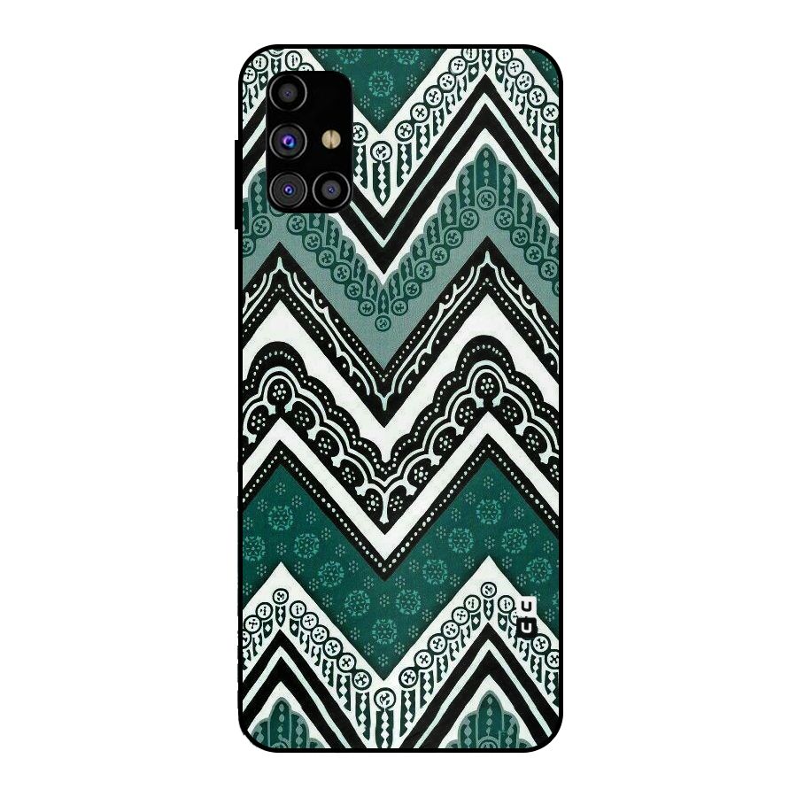 Green Chevron Metal Back Case for Galaxy M31s