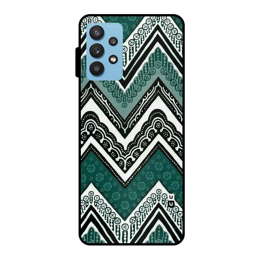 Green Chevron Metal Back Case for Galaxy M32 5G