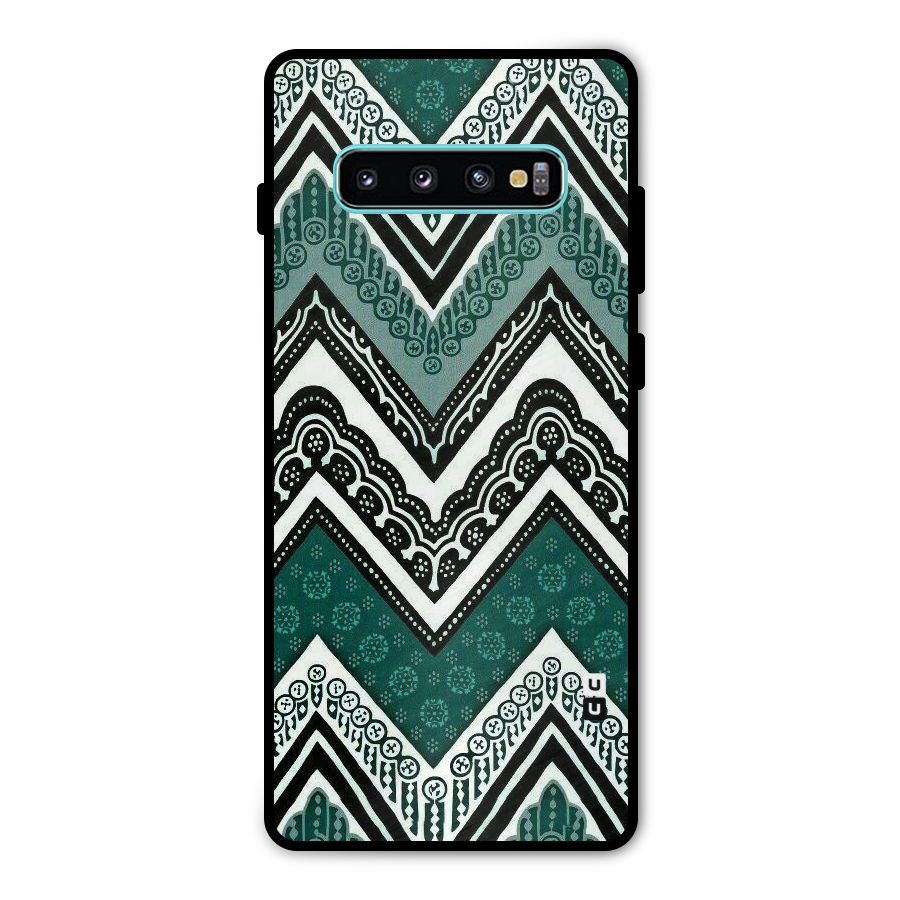 Green Chevron Metal Back Case for Galaxy S10 Plus