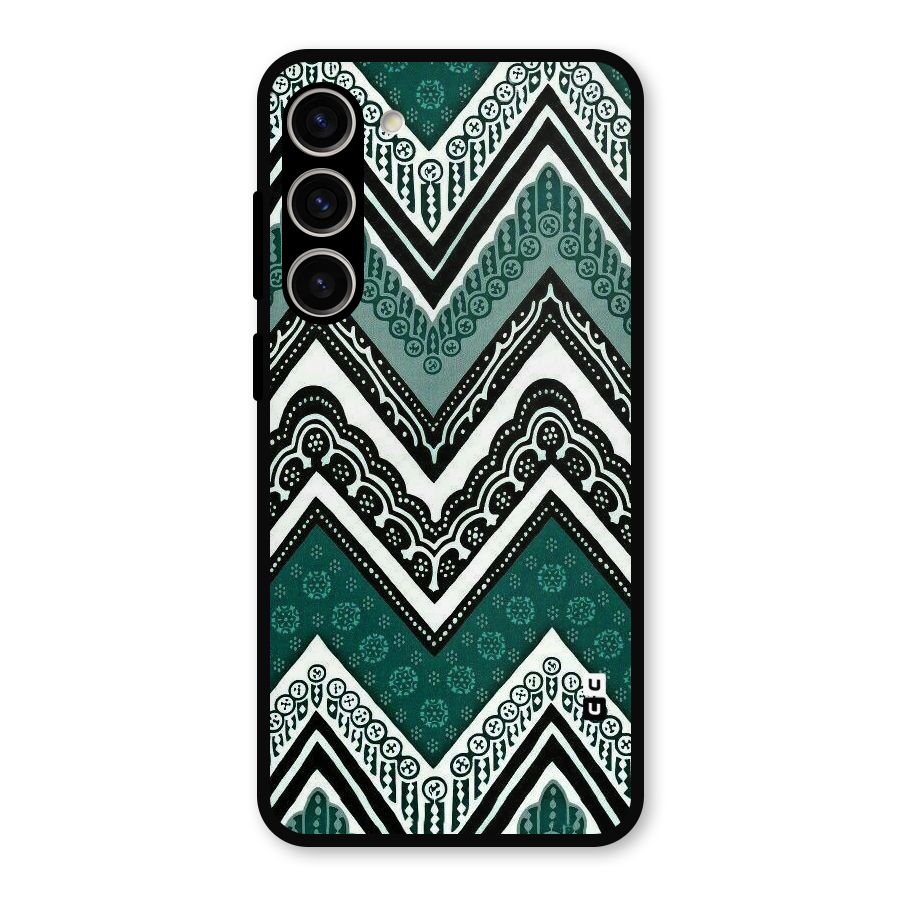 Green Chevron Metal Back Case for Galaxy S23 Plus