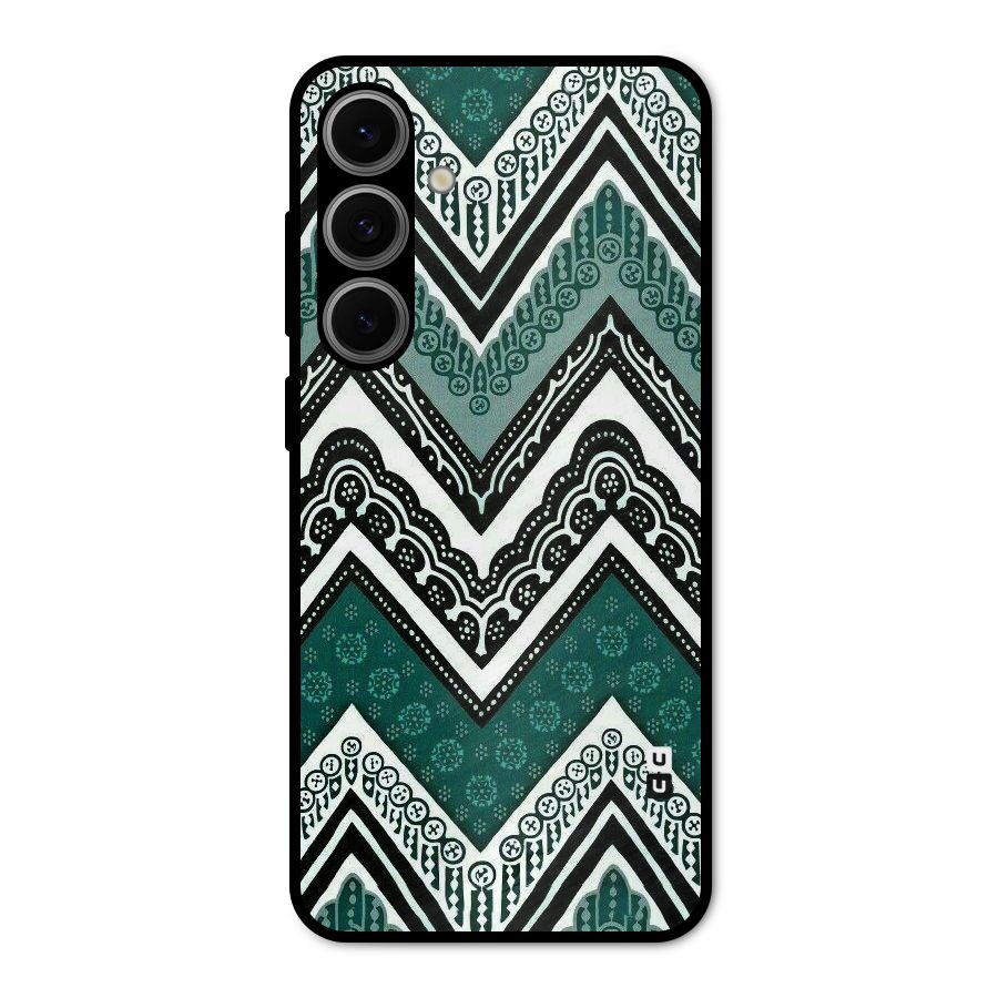 Green Chevron Metal Back Case for Galaxy S24 FE
