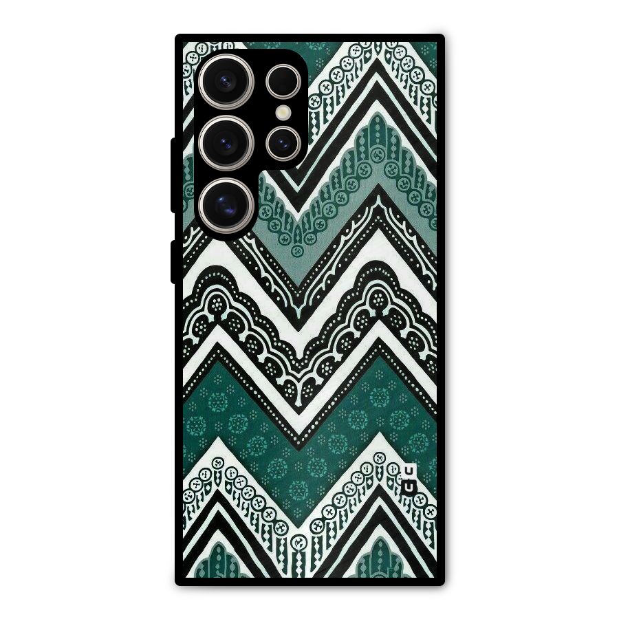 Green Chevron Metal Back Case for Galaxy S24 Ultra