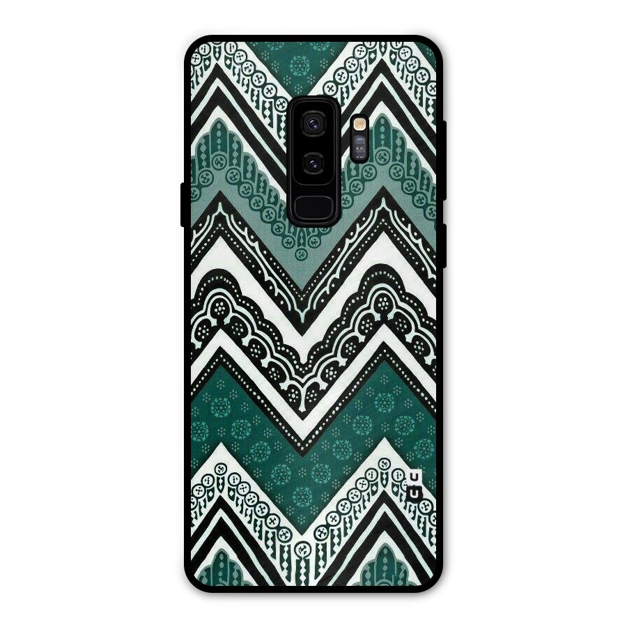 Green Chevron Metal Back Case for Galaxy S9 Plus