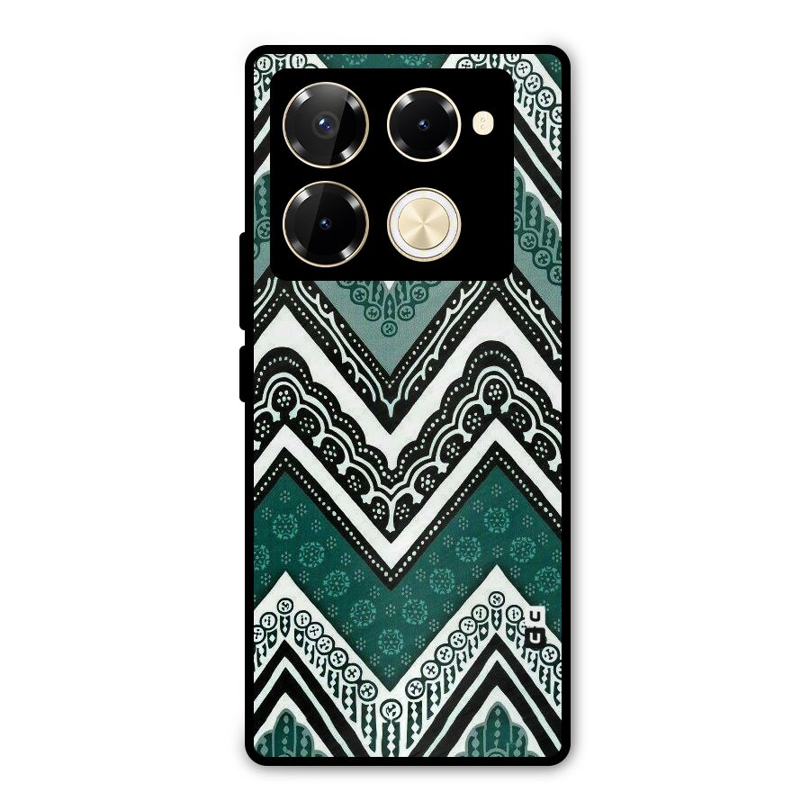 Green Chevron Metal Back Case for Infinix Note 40 Pro