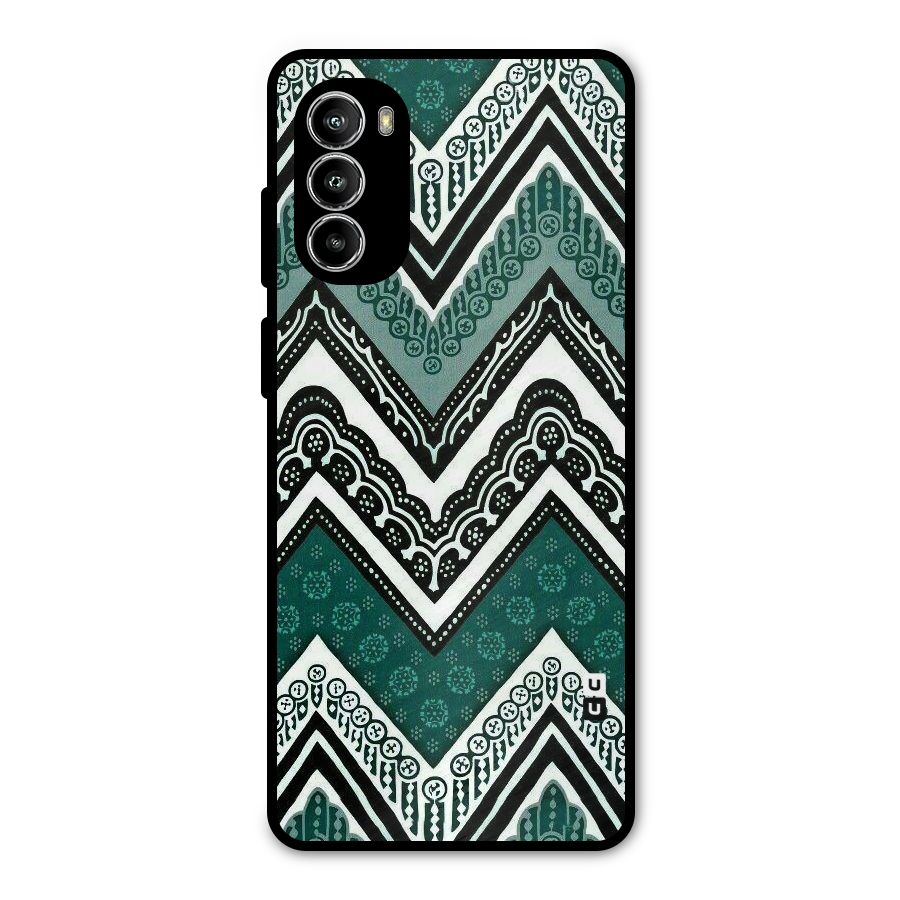 Green Chevron Metal Back Case for Moto G52