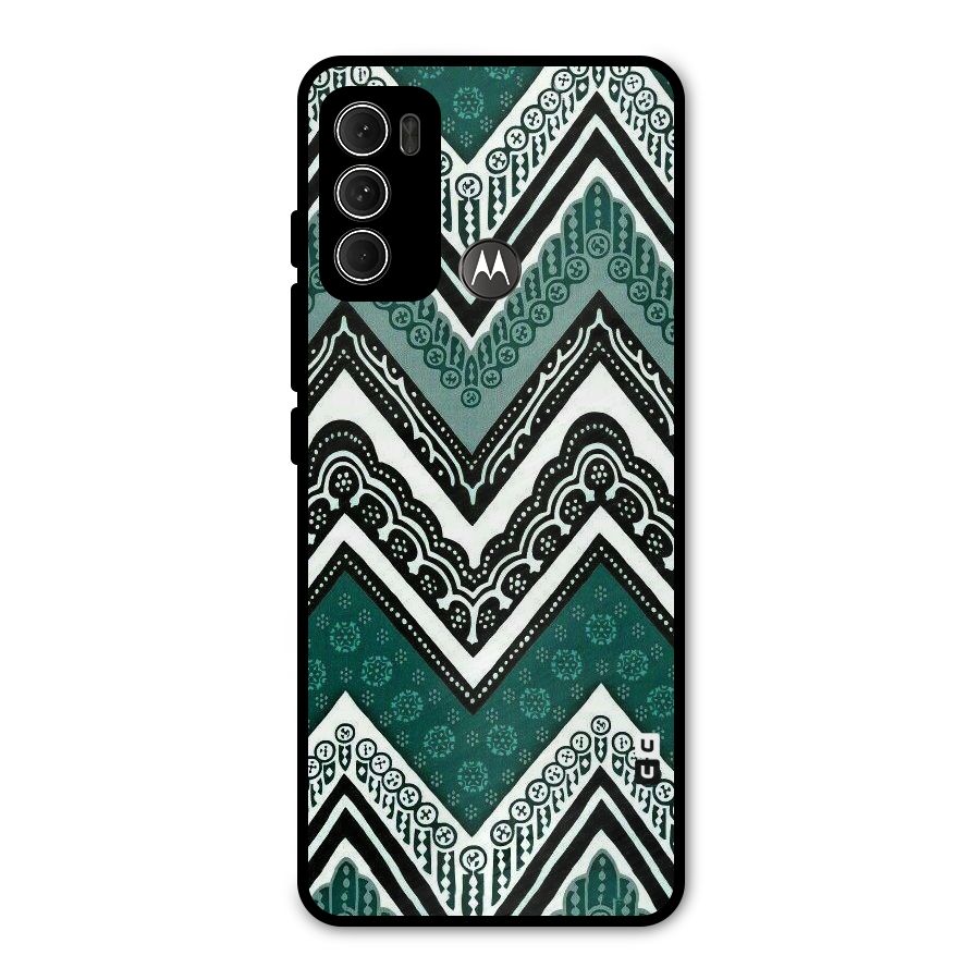 Green Chevron Metal Back Case for Moto G60