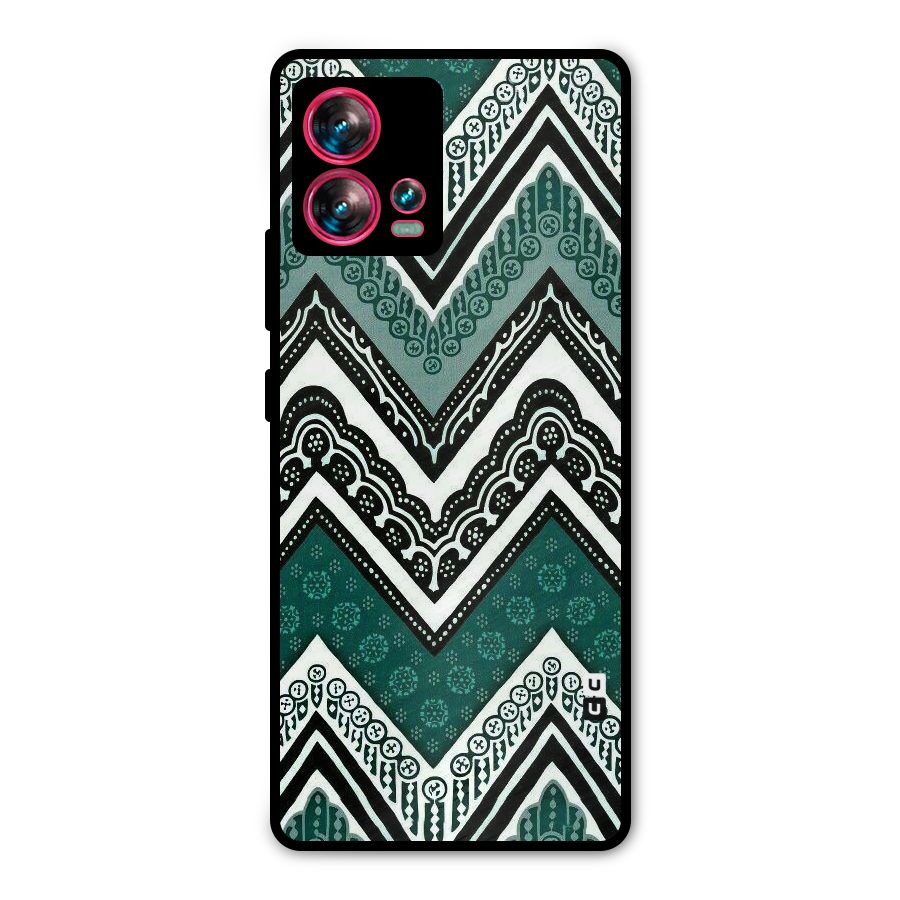 Green Chevron Metal Back Case for Motorola Edge 30 Fusion