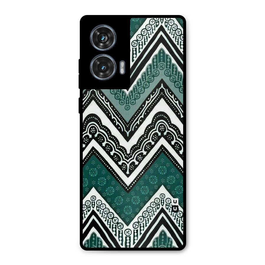 Green Chevron Metal Back Case for Motorola Edge 50 Fusion