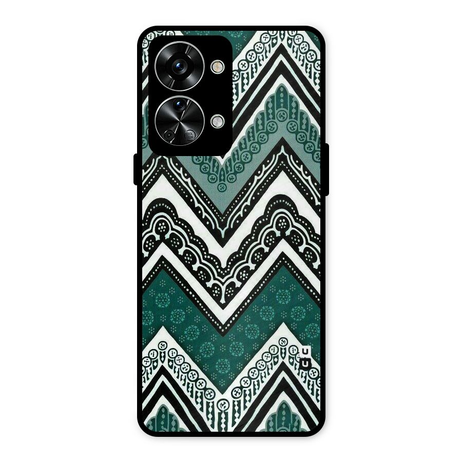 Green Chevron Metal Back Case for OnePlus Nord 2T