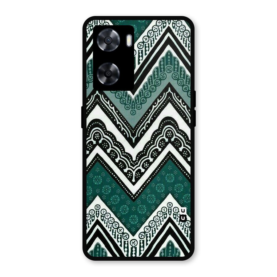 Green Chevron Metal Back Case for Oppo A57 2022