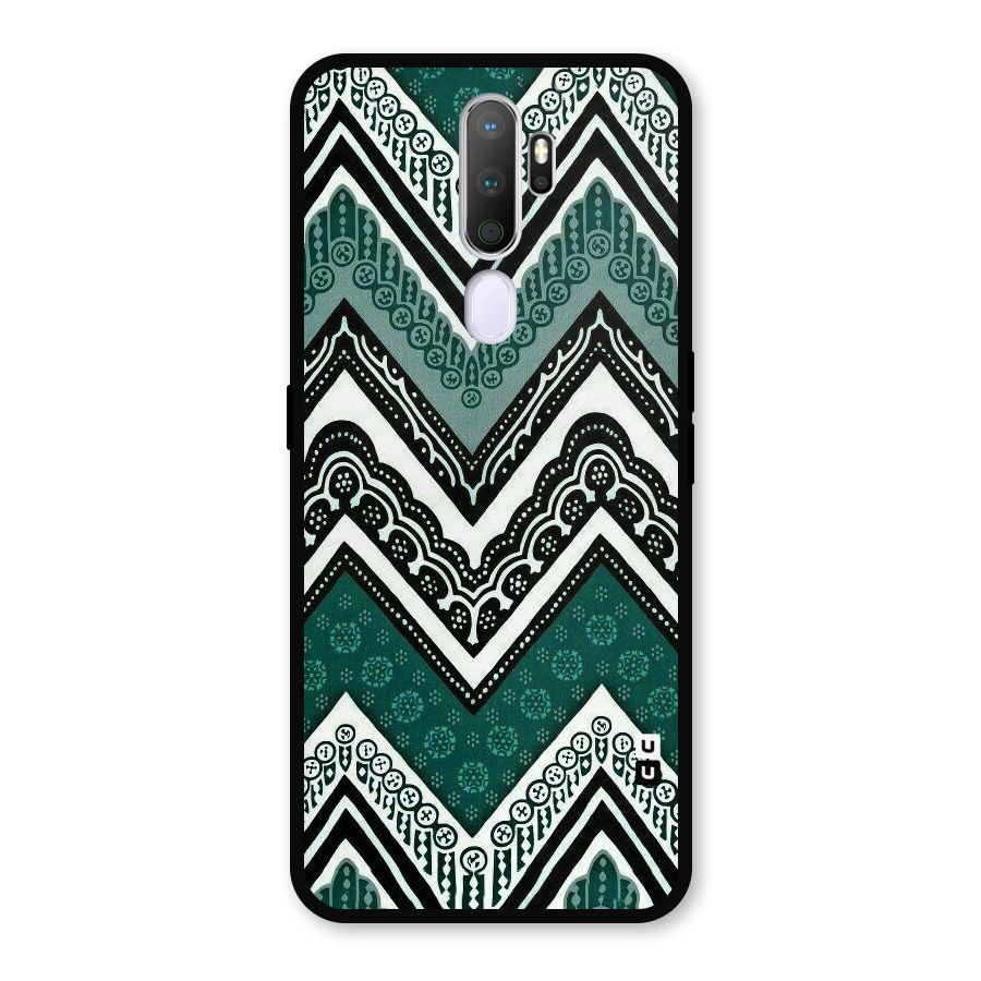 Green Chevron Metal Back Case for Oppo A5 (2020)