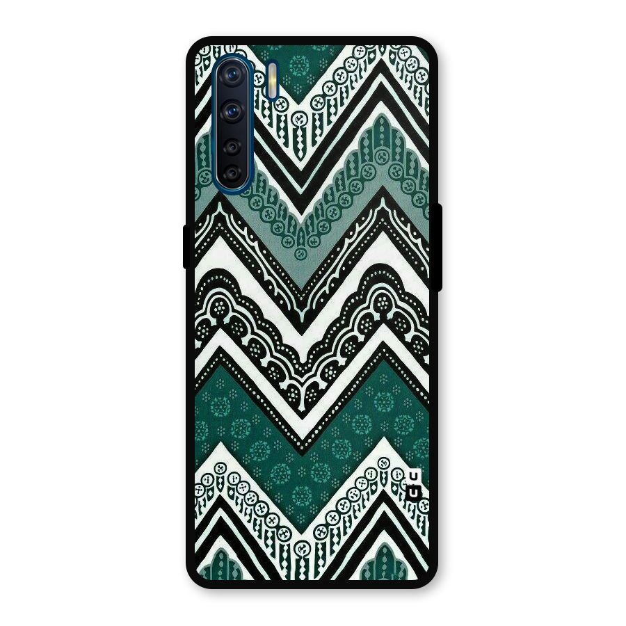 Green Chevron Metal Back Case for Oppo F15