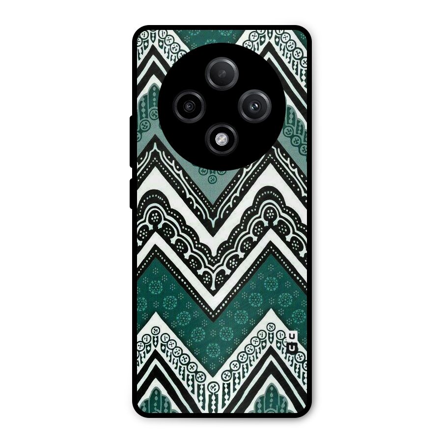 Green Chevron Metal Back Case for Oppo F27 Pro Plus