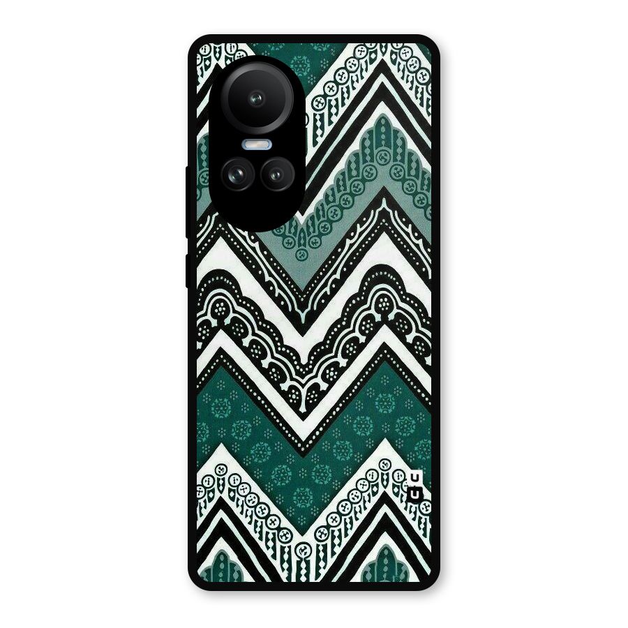 Green Chevron Metal Back Case for Oppo Reno10