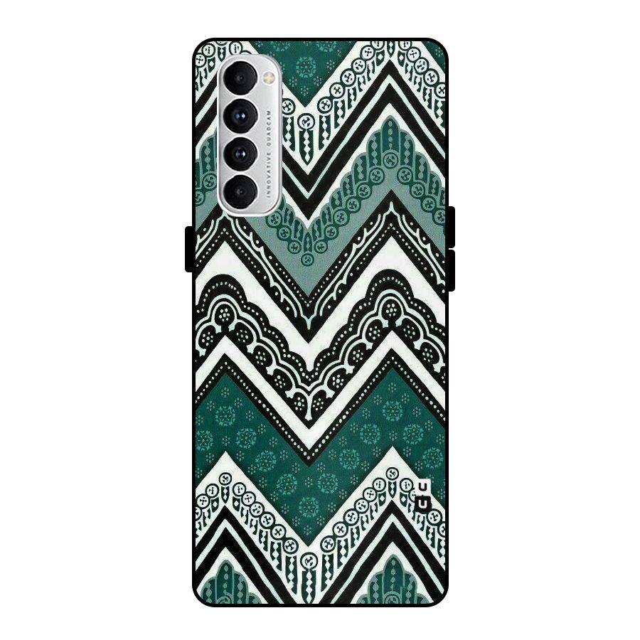 Green Chevron Metal Back Case for Oppo Reno4 Pro